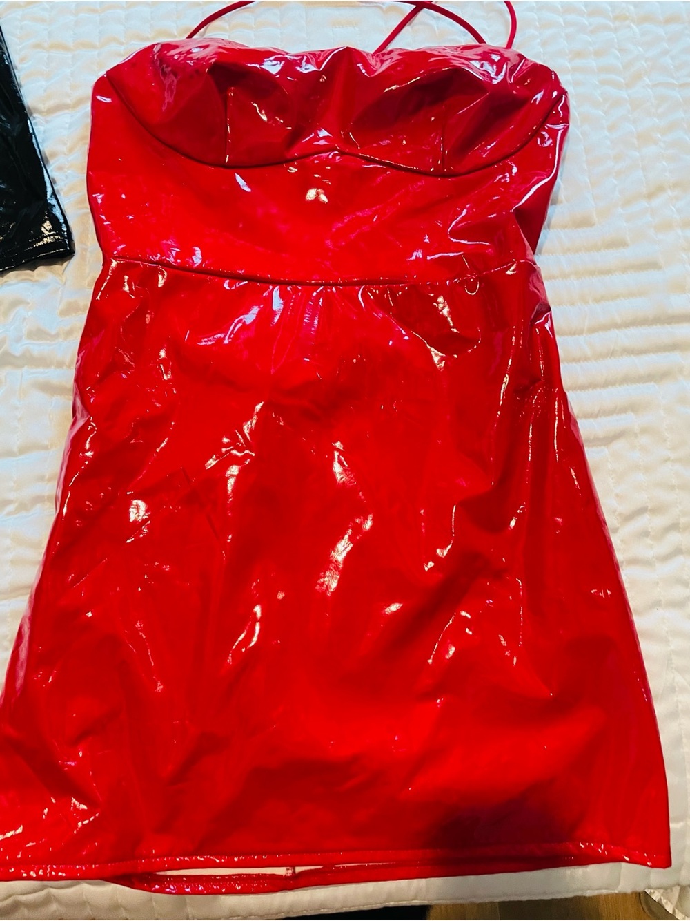Windsor Red Patent backless Mini Slip Dress